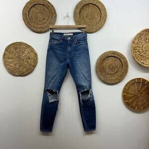 GRLFRND Blue High Waist High Rise Distressed Jeans Denim 25